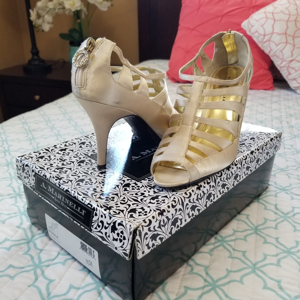 champagne strappy heels